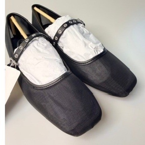 NEW Scoop Black Mesh Mary Jane Flats Square Toe Buckle Comfort Shoes NIB