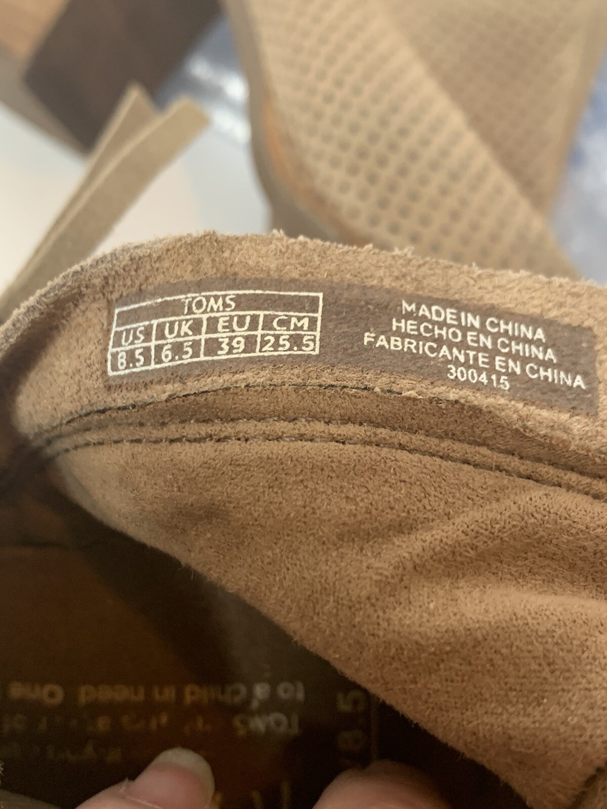 TOMS «Majorca» Perforated Peep Toe Ankle Boots Womens Size 8.5 Tan, Side Zipper