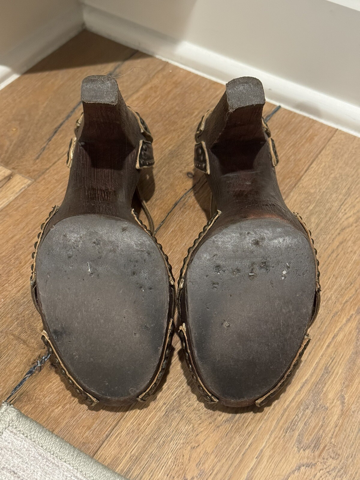 PRADA Bronze T-strap Heels