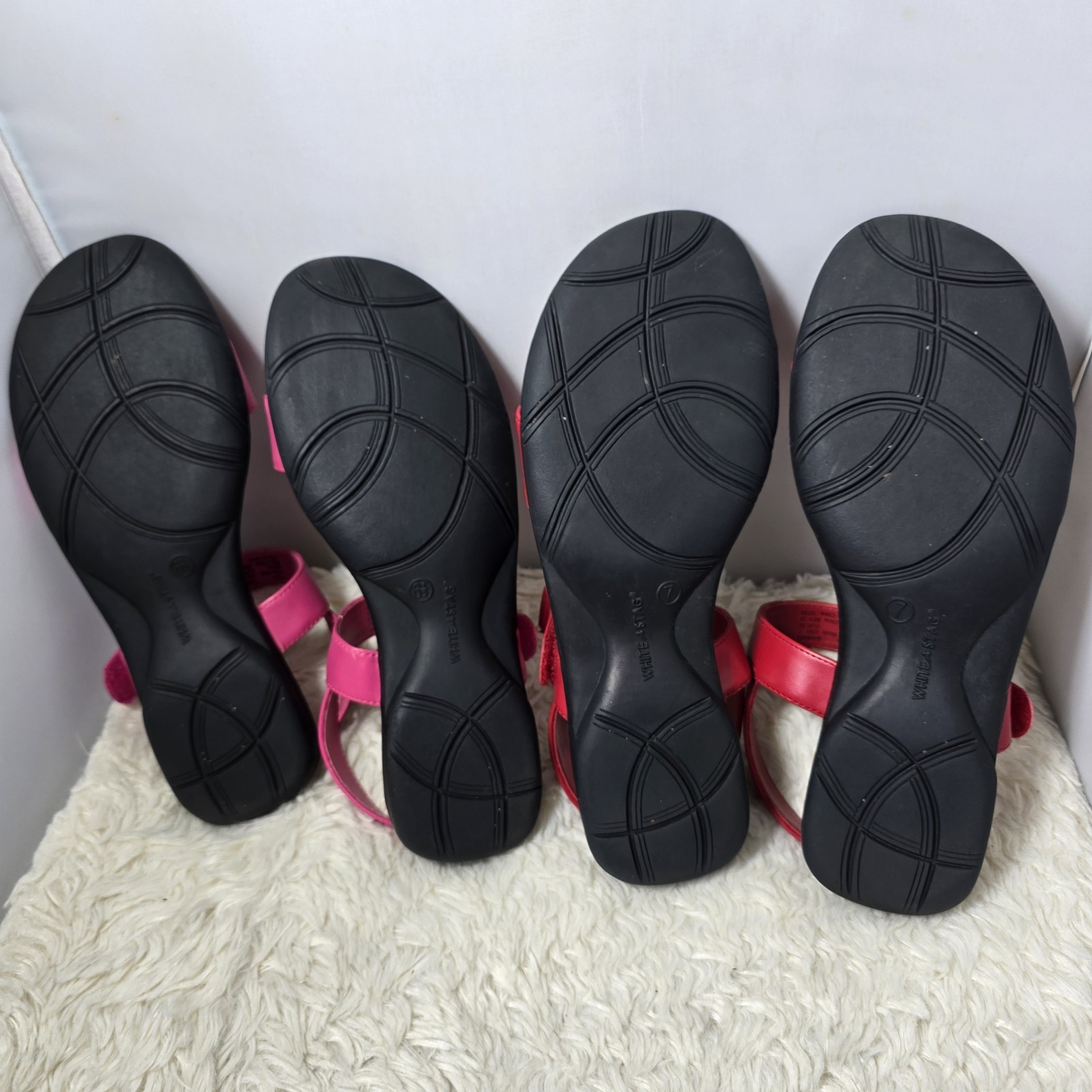 White Stag Sheila Sandals Lot Slides Flats Women’s 6.5 & 7 Pink Red Faux Leather