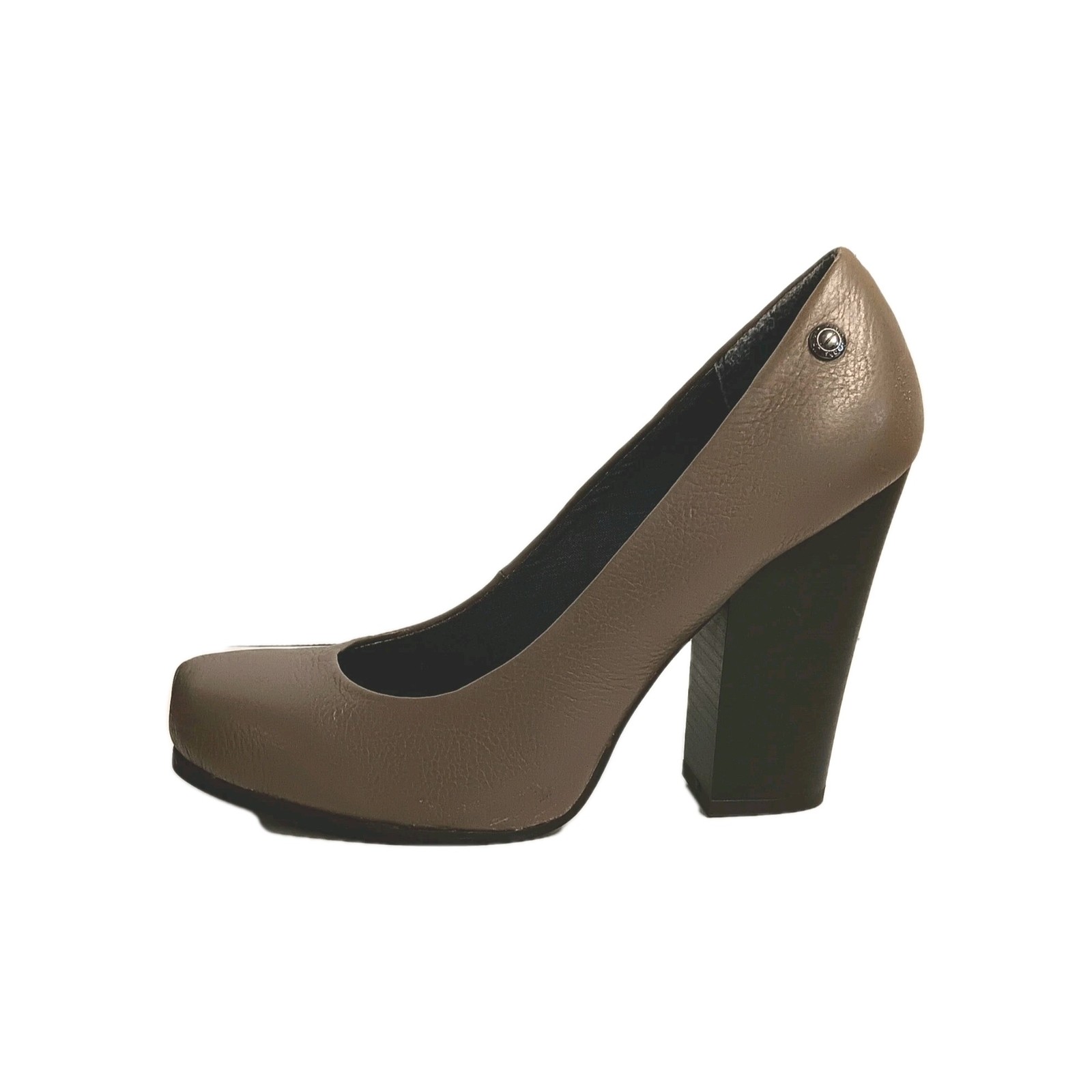 Calvin Klein Ryleigh Burnished Brown Block Heel Leather Pumps US 9 Rare Work EUC