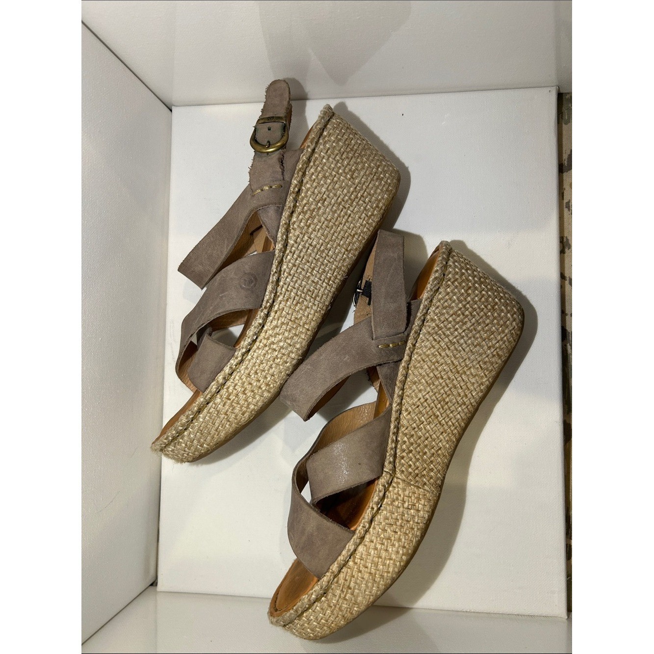 Born Taupe Cross-Over Espadrille Sandals