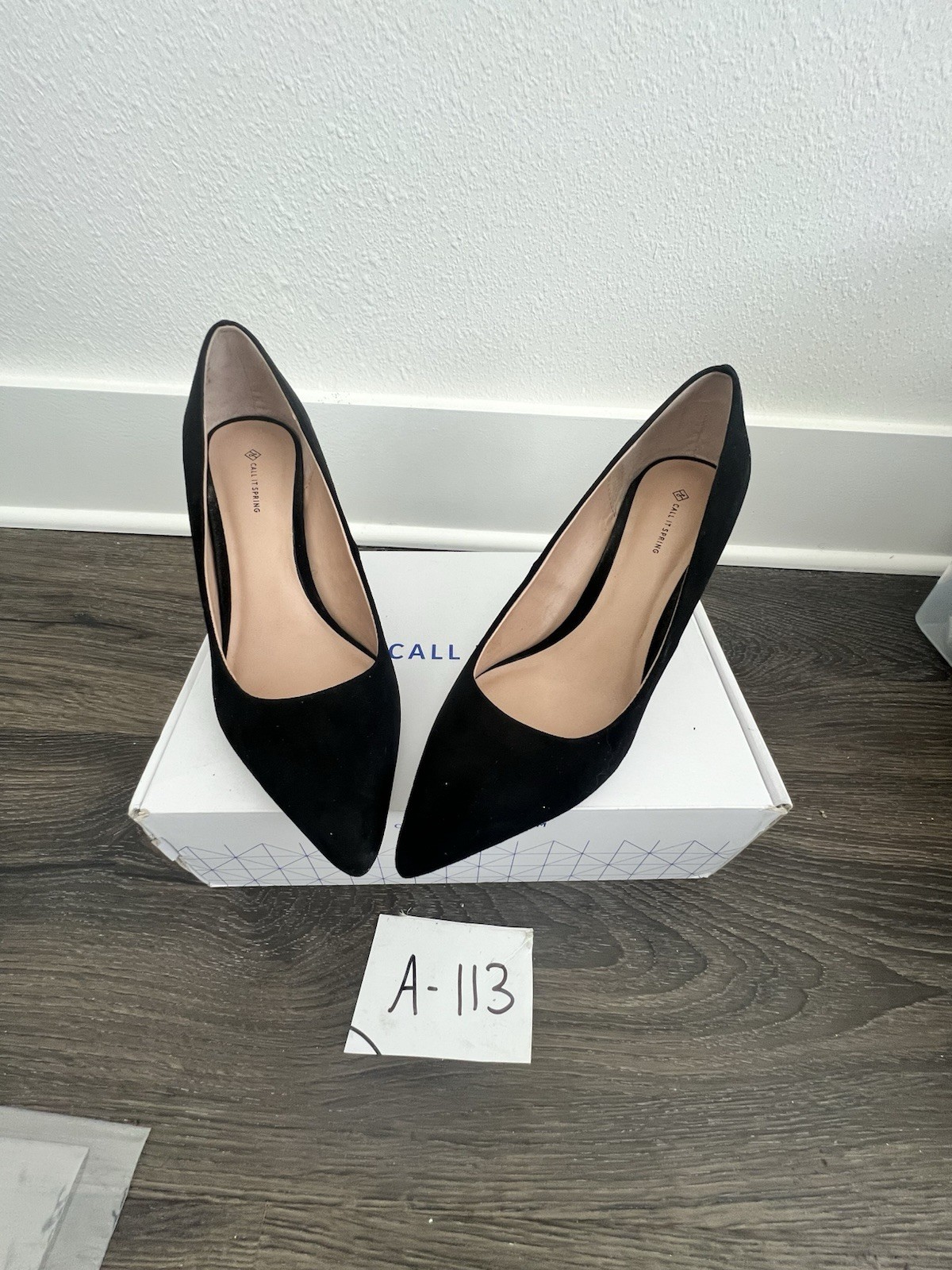 Call It Spring Pump Heels 2.75in Size 8 Black Faux Suede Almond Toe
