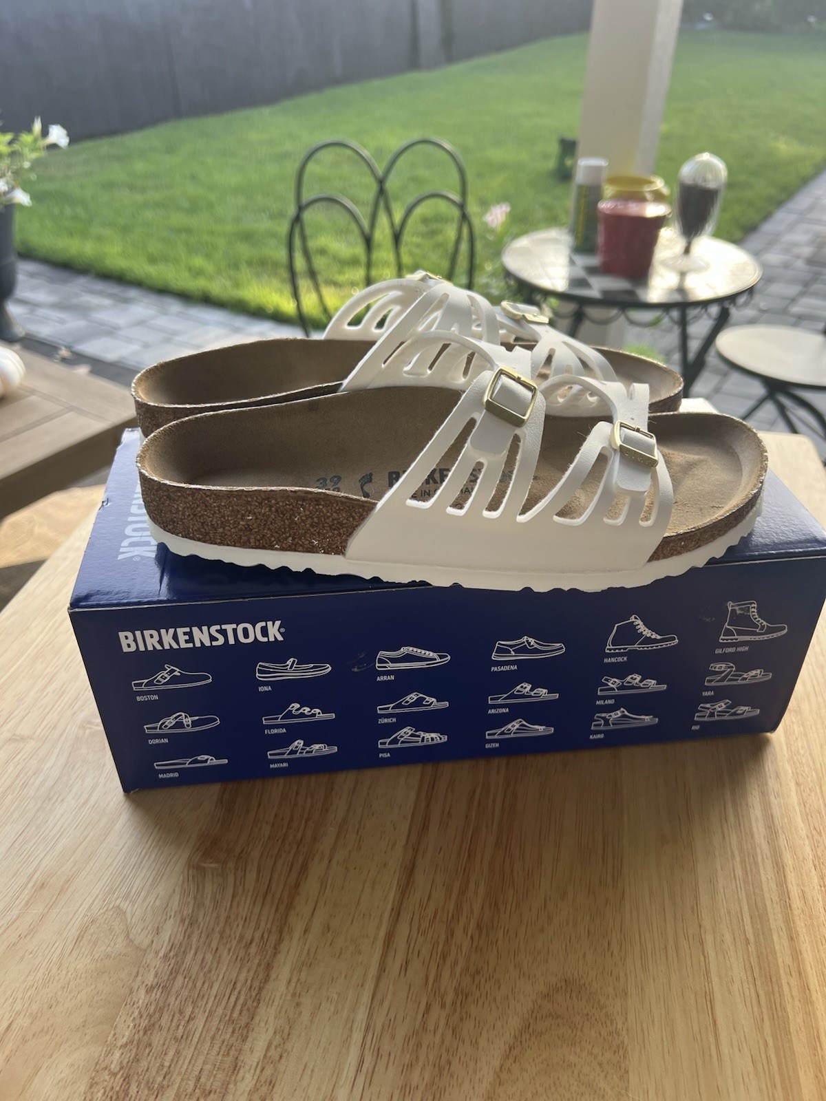 RARE🔥 Birkenstock Granada White Leather Sandals 39 Us Women’s 8 Double Buckle