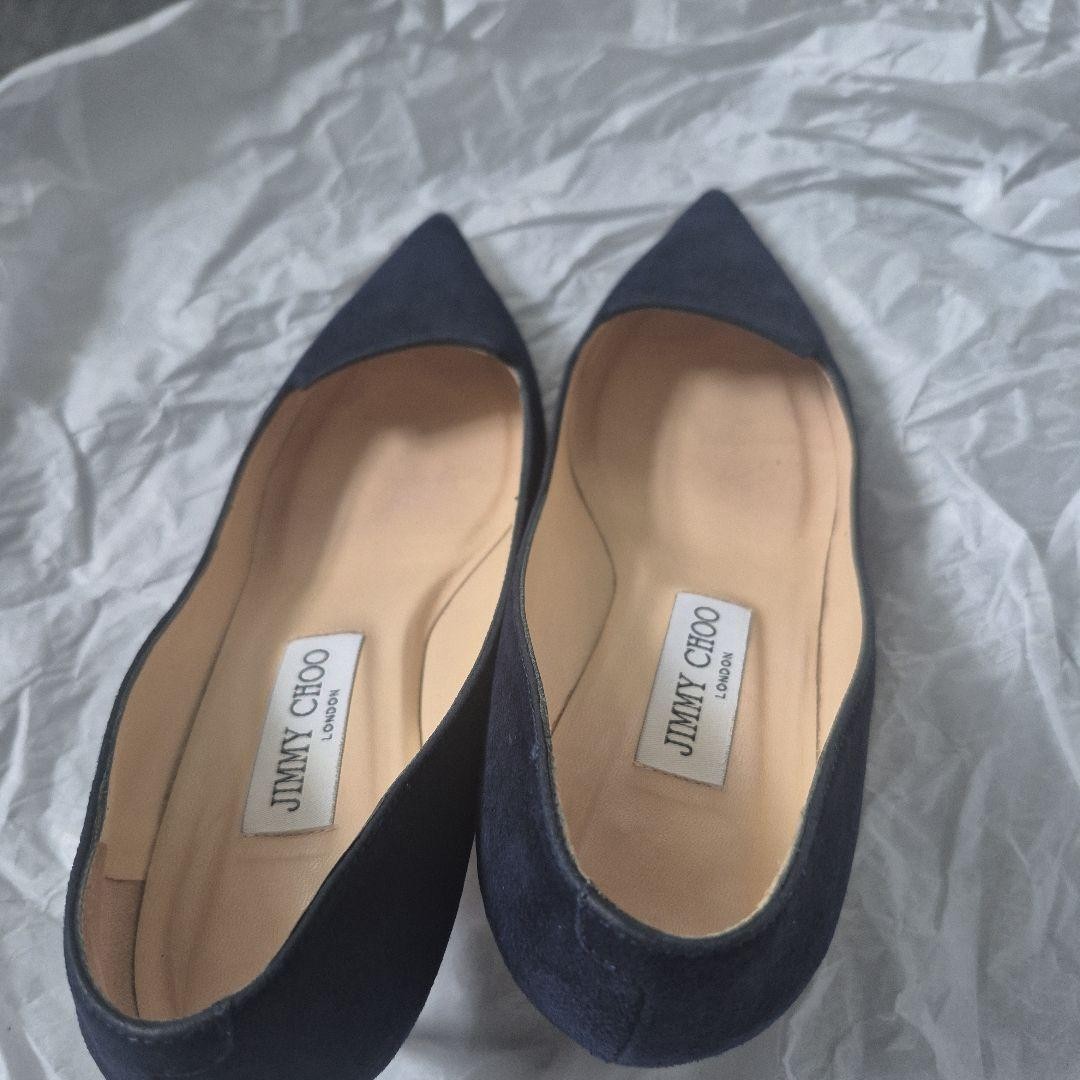 JIMMY CHOO Suede Navy 37.5 Heel