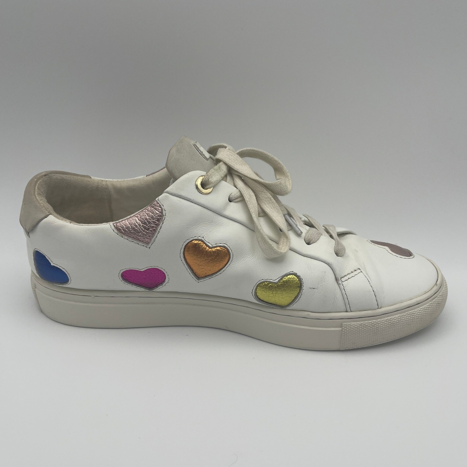 Kurt Geiger London Lane Euro 42 Love White Multicolor Puffy Hearts Sneakers