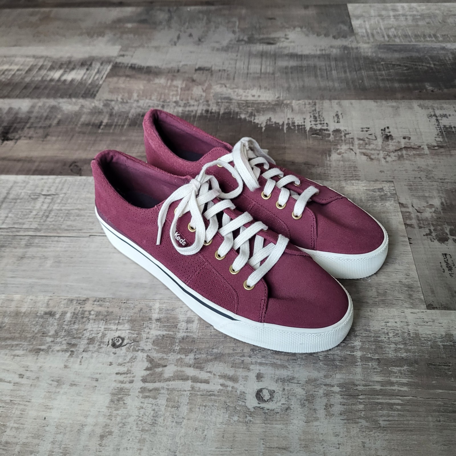 Keds Jump Kick Duo Platform Sneaker Suede size 10 Burgundy WH66414