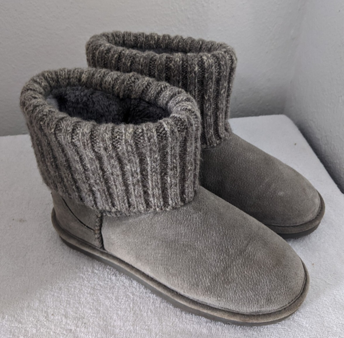Lam Empire Women’s Suede & Knit Ankle Boots Gray No Size See Pictures Below