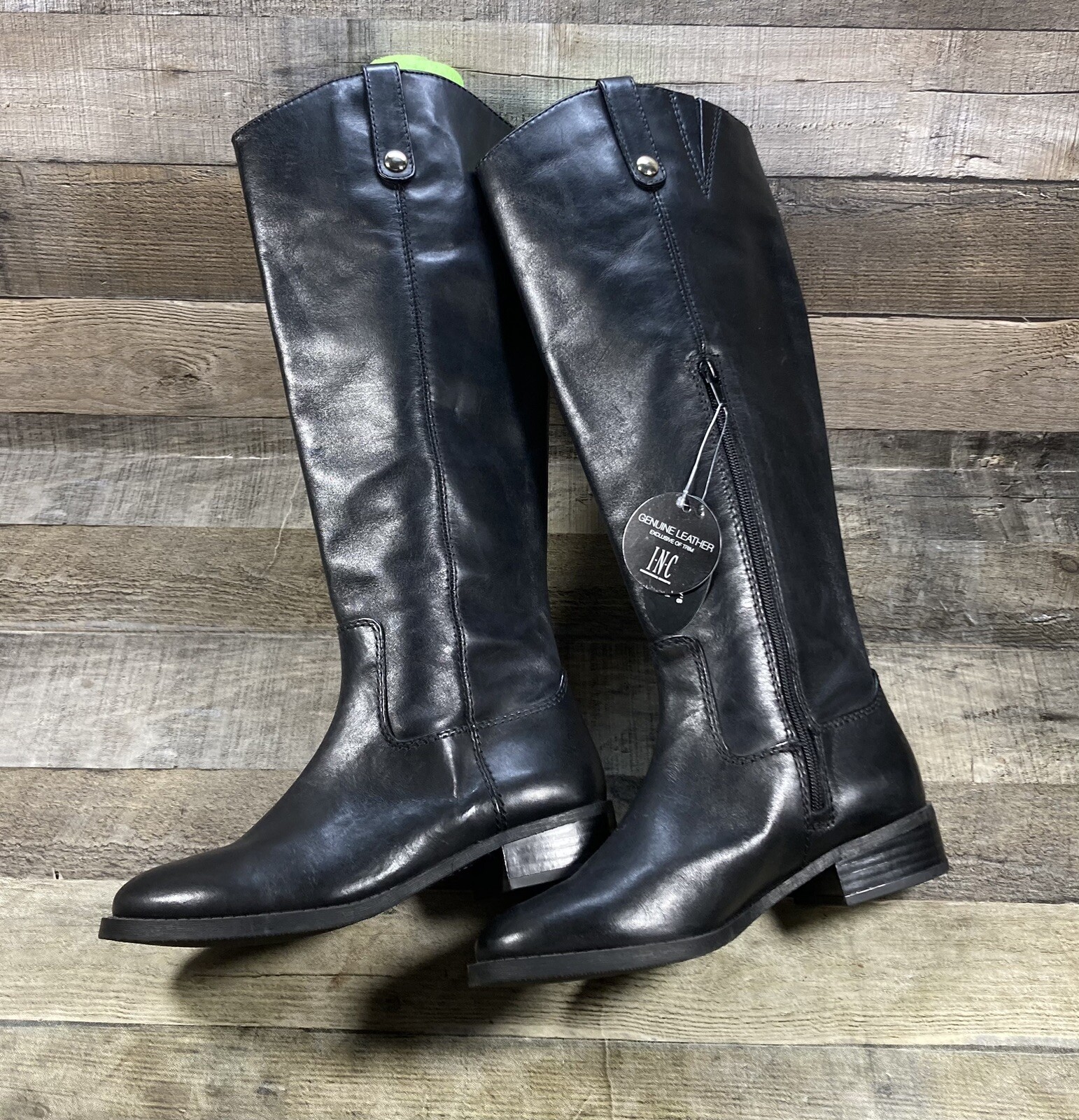 INC International Concepts Fawne Black Leather Knee High Boots Women’s US 6 M