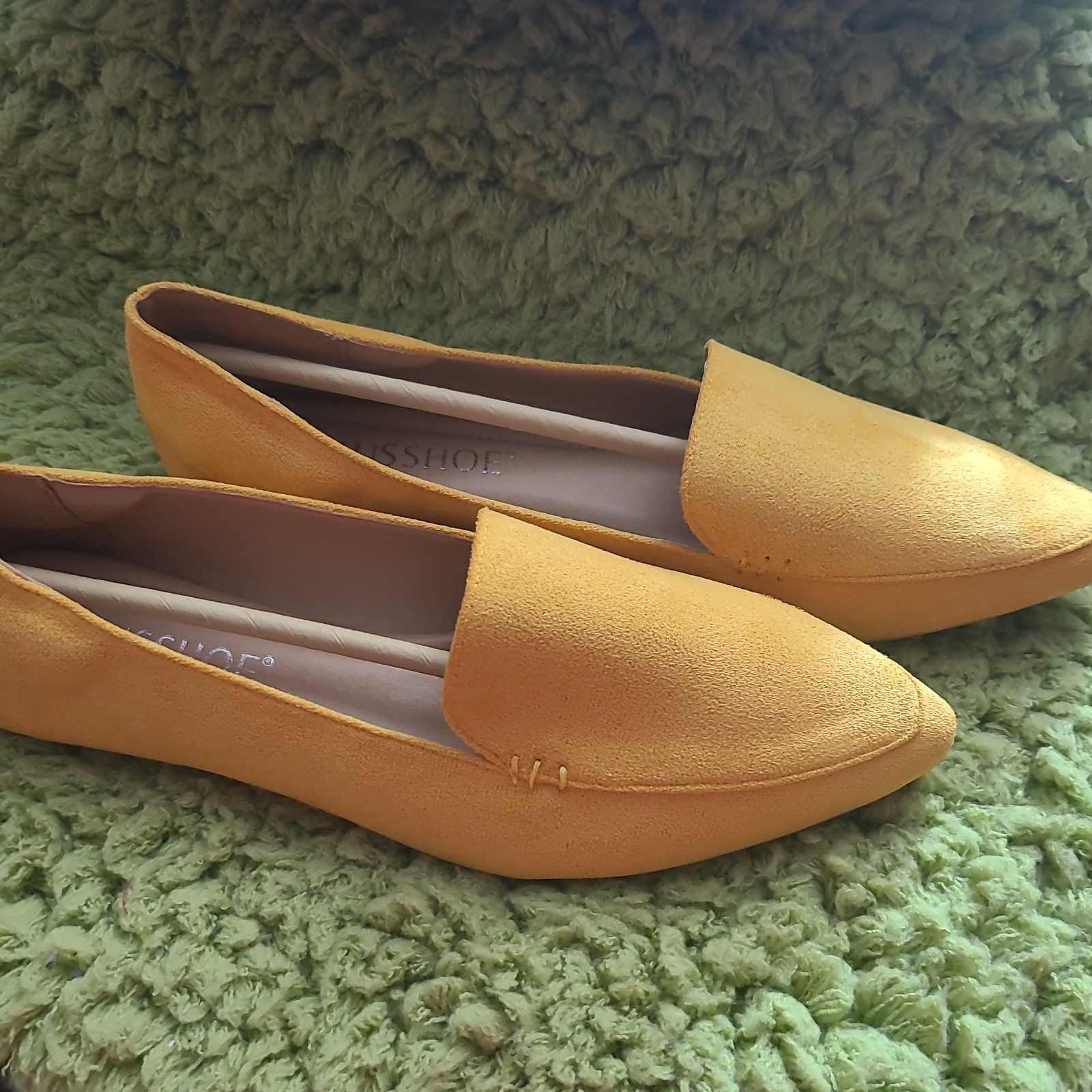MUSSHOE Flats Shoes Women Pointed Toe Ballet Flats Mustard Yellow – Size 8