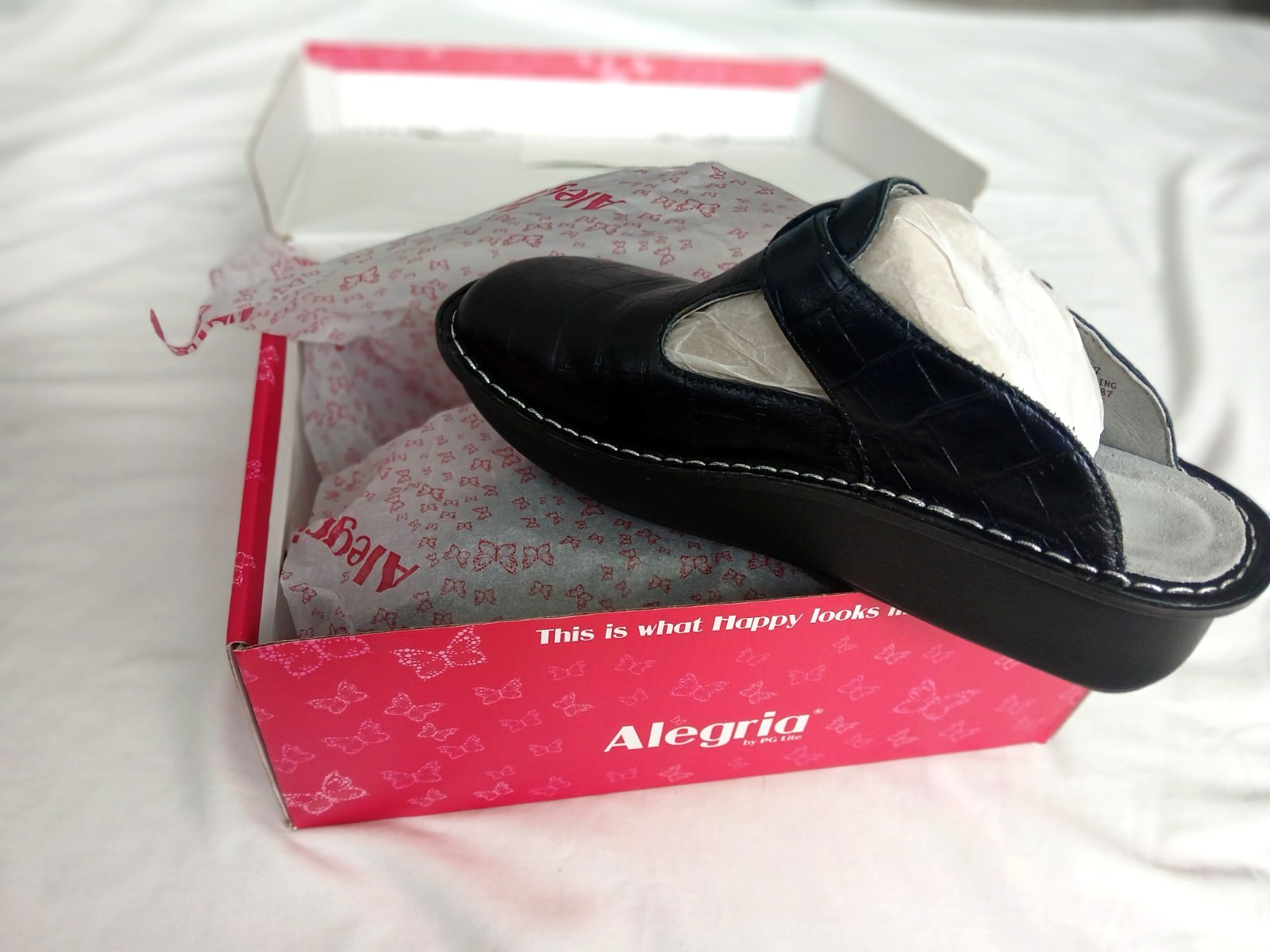 Alegria Classic Clog Women 37 US 6.5-7 Black Leather Color Open Back NWB