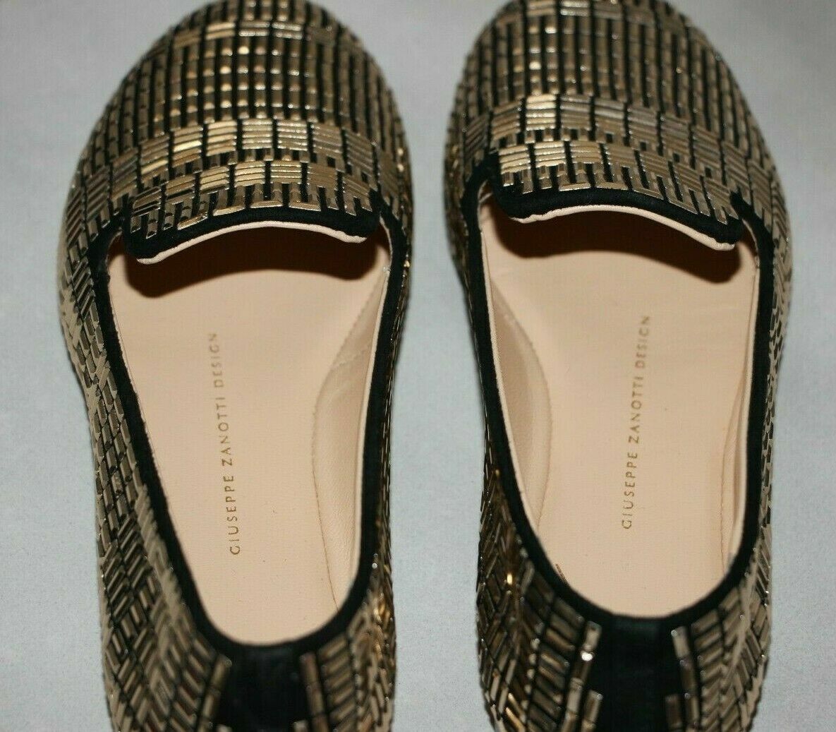 Giuseppe Zanotti Dalila Gold Studded Suede Smoking Flats Loafer US 6/ IT 36 $995