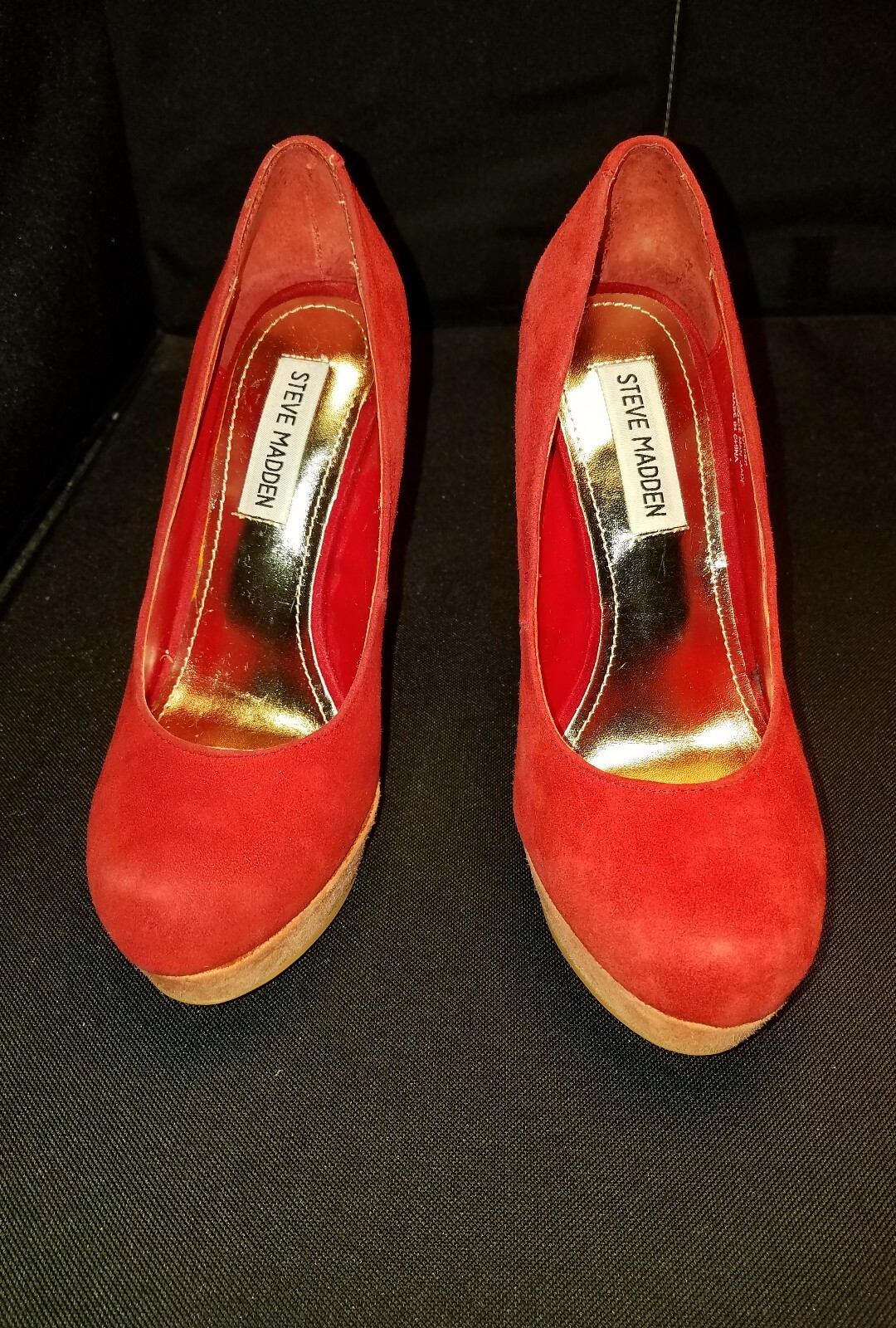 NWOB Women 6M STEVE MADDEN PINK ORANGE RED LEA 5.5″ STILETTO HEEL PLATFORM PUMPS