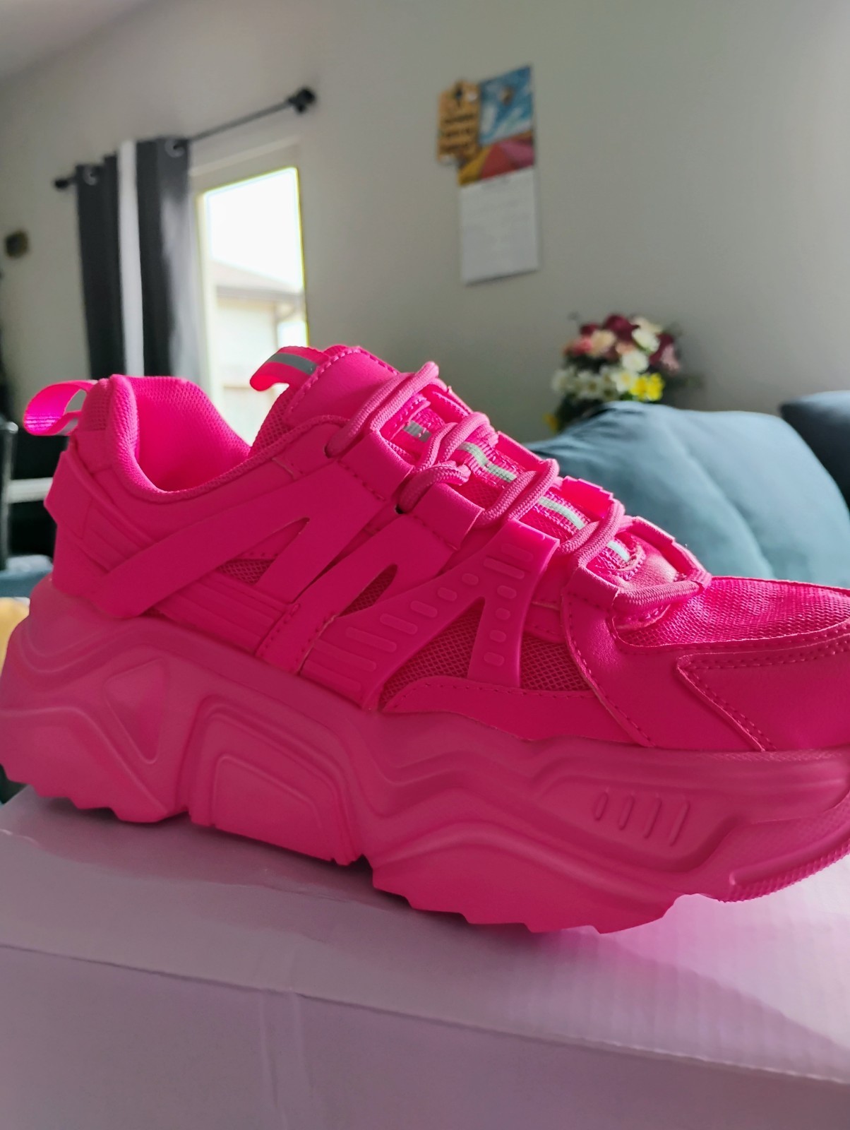 BERNESS Briella Hot Pink Lace Up Low Top Athletic Sneakers for Women