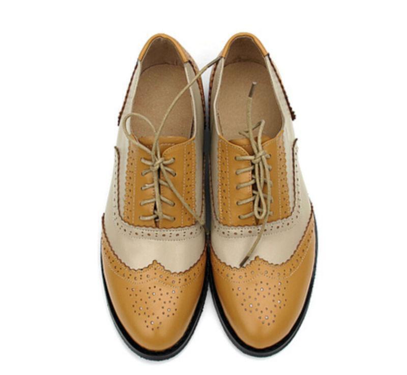 New Women Brogue Carved Lace Up Shoes Oxfords Round Toe Hollow Out Colorful R246