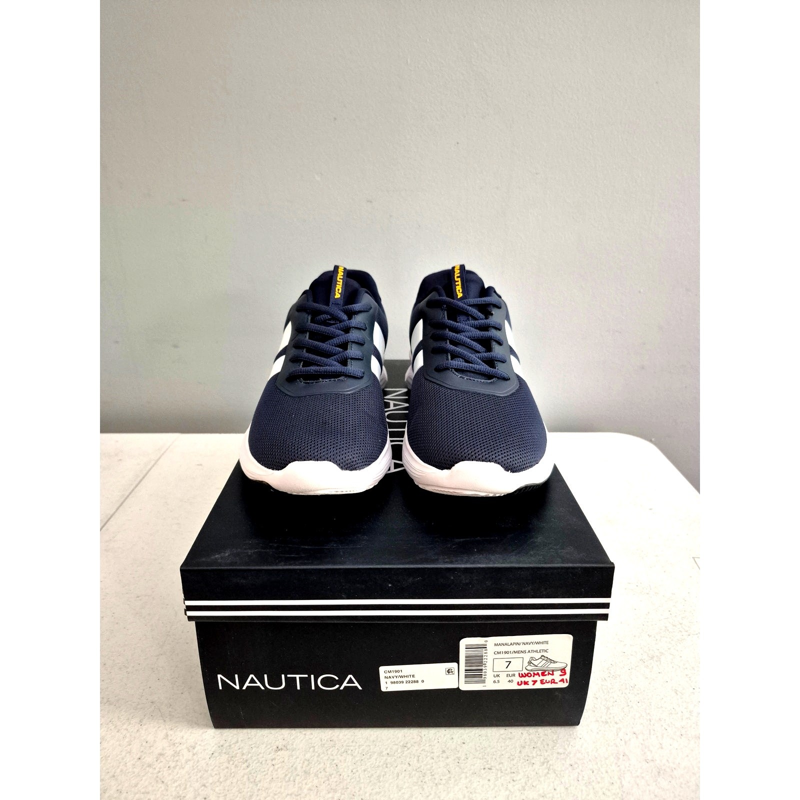 Nautica Women Manalapin Low Top Athletic Sneakers Size US 9M Navy Blue White