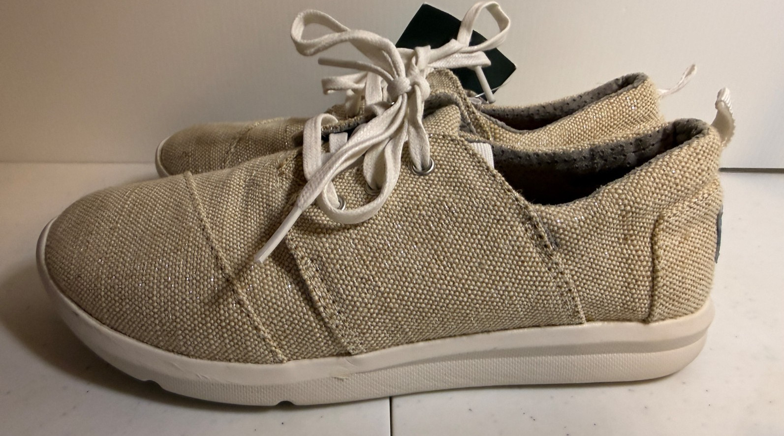 TOMS Womens Del Rey Natural Metallic Jute Lace Up Shoes NWT New – 6.5