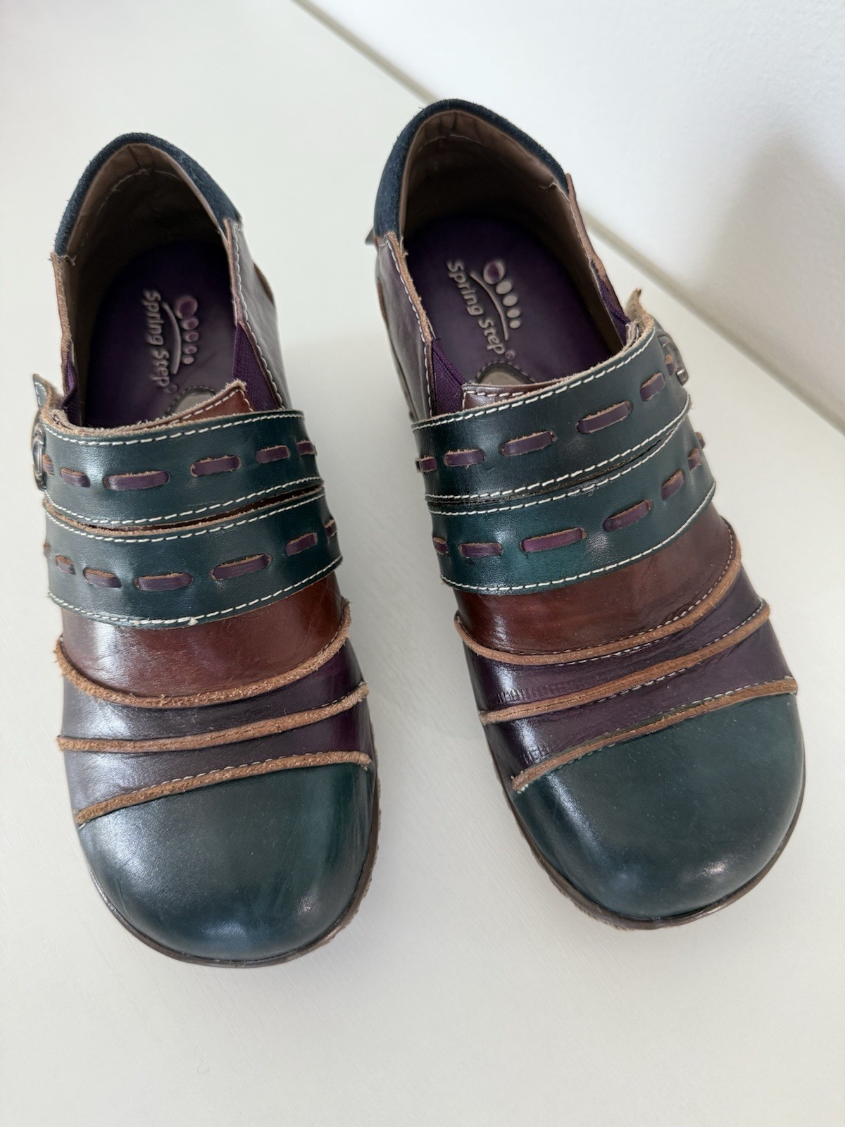 L’Artiste by Spring Step Sherbet Multi-Color Leather Slip-On Clogs EU 36 Women’s