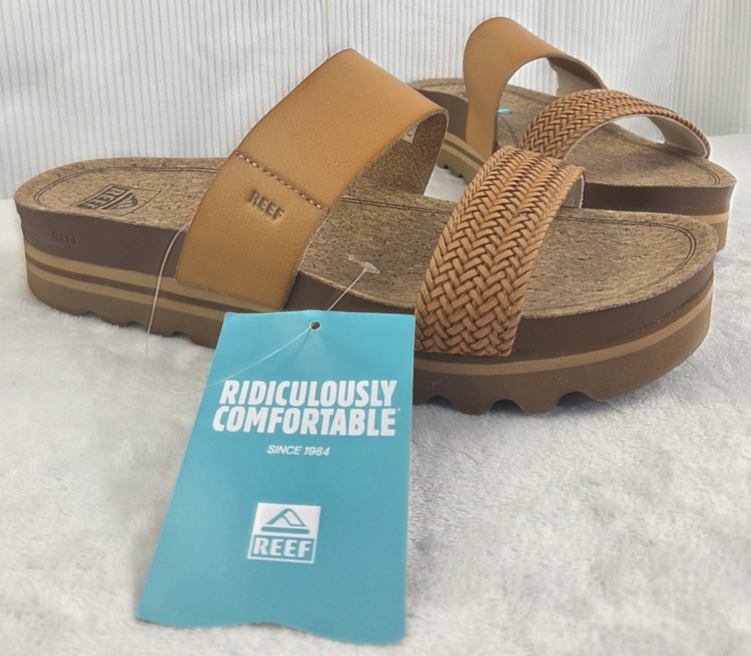 Reef Cushion Vista Hi Women’s Size 10 Beige Platform Sandals New With Tags
