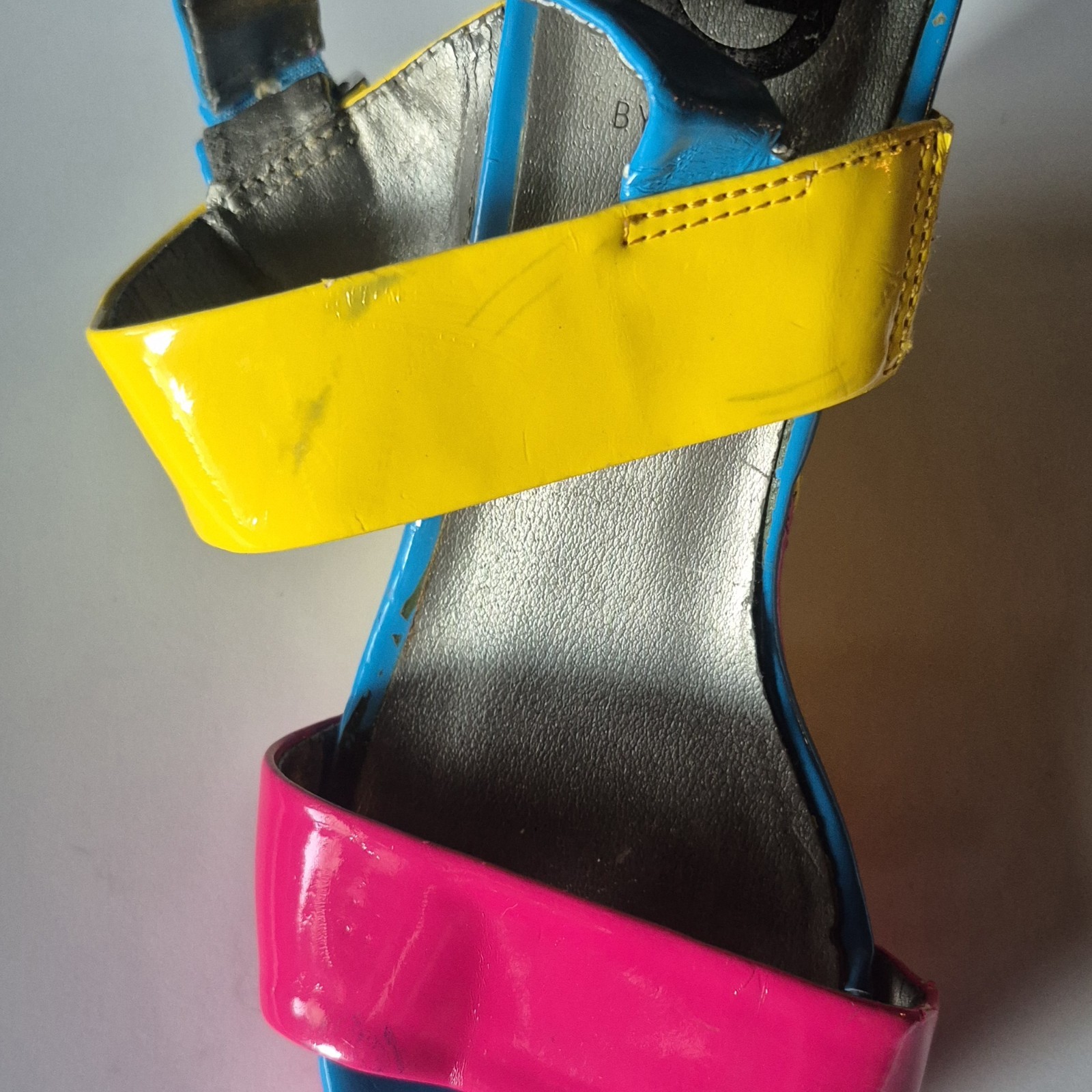Guess Blue, Yellow, Pink Wedge Heels Size 6.5