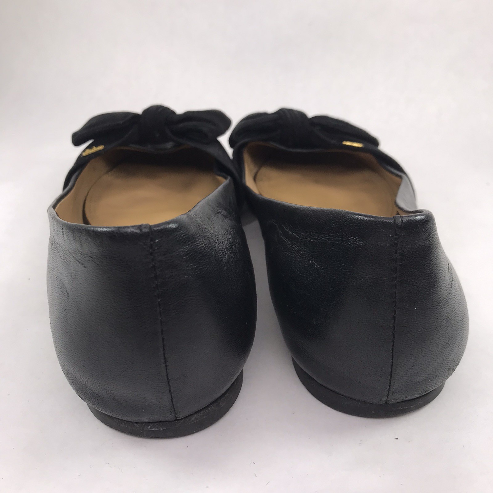 Tory Burch Women’s Size 10 Eleanor Flat Black Leather Bow Pointed Toe Shoes
