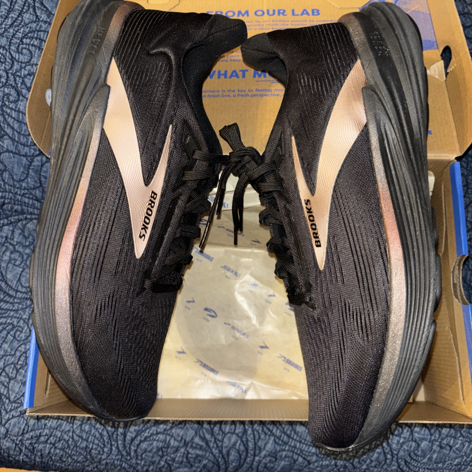 NIB Brooks Revel 8 Women 12 M Run Walk Sneakers Shoes Black Rose Gold 44.5