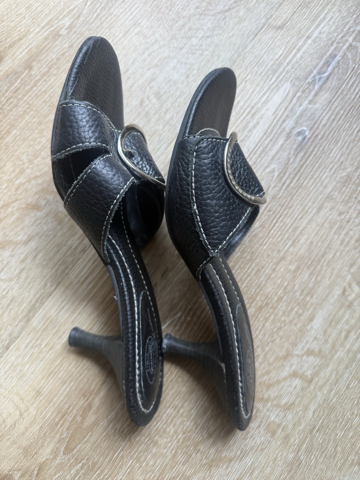Rare Dr. Scholl’s Women’s Black Leather Buckle Kitten Heels US 8.5 M