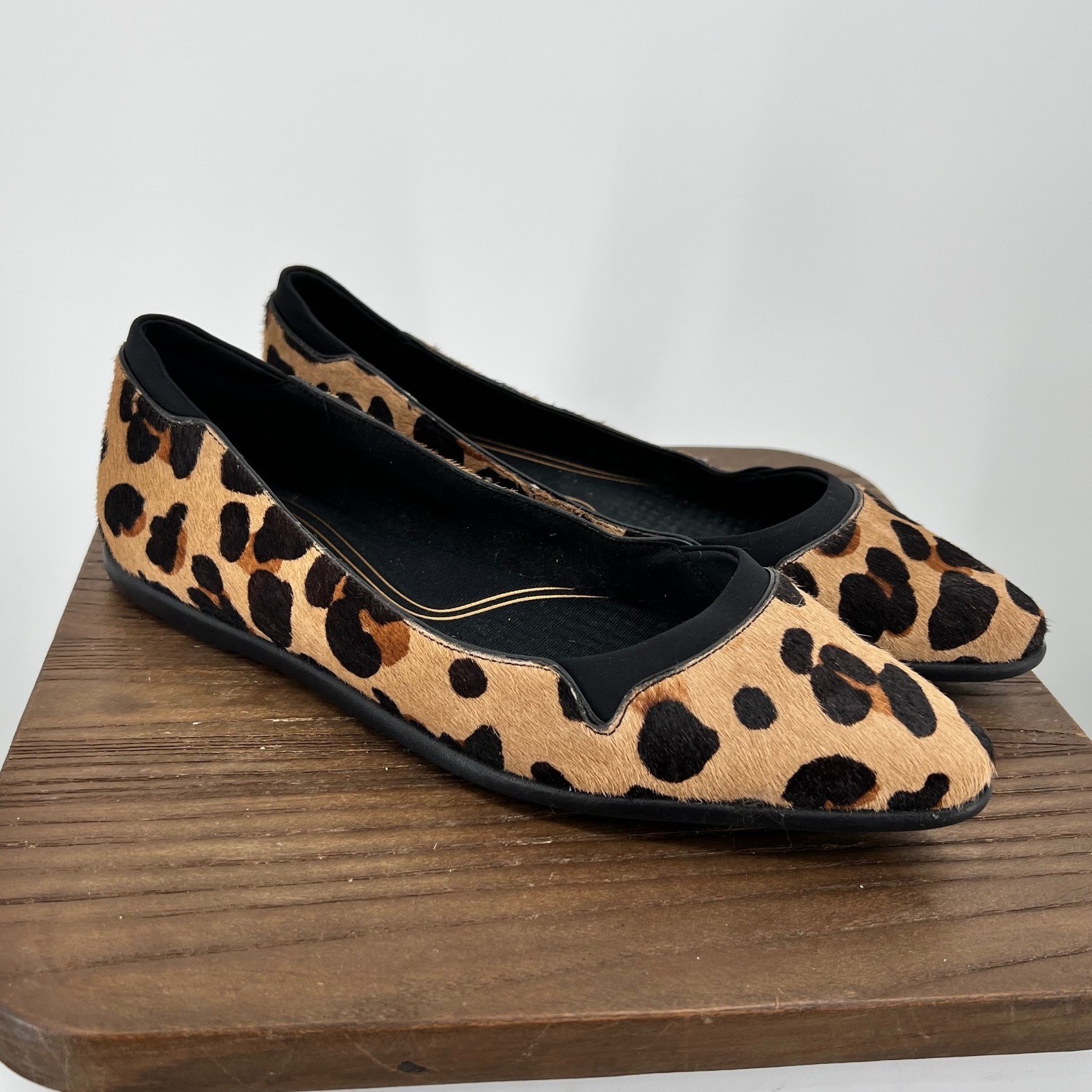 Cole Haan Grand Ambition Leopard Calf Hair Flats Women’s 9.5 B Real Fur