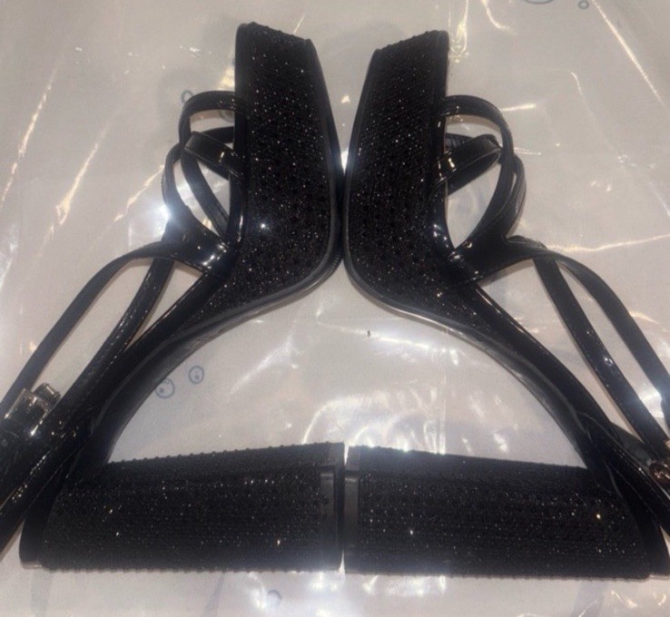 GBG Los Angeles Women’s Black Glitter Strappy Platform Ankle Strap Sandals 7