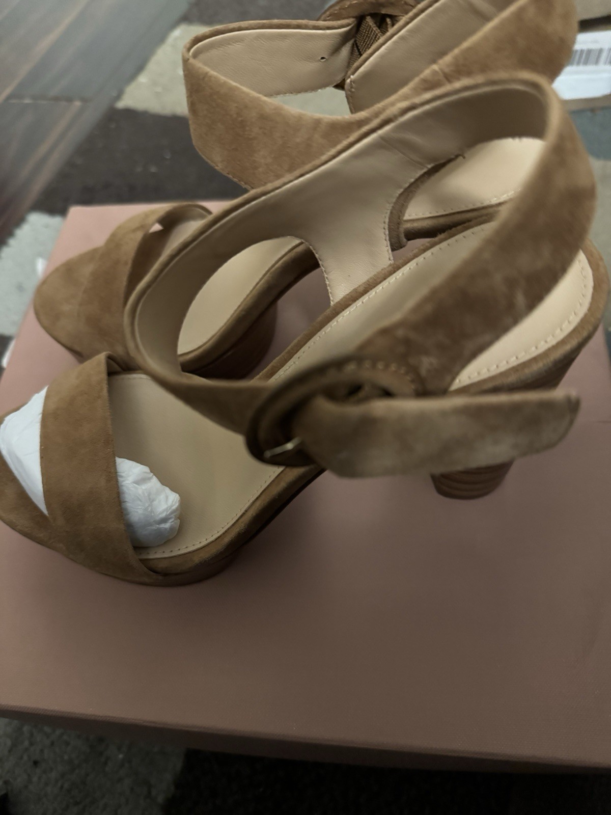 VIA SPIGA Brown Suede Platform Ankle Strap Buckle Open Toe Heels 5.5