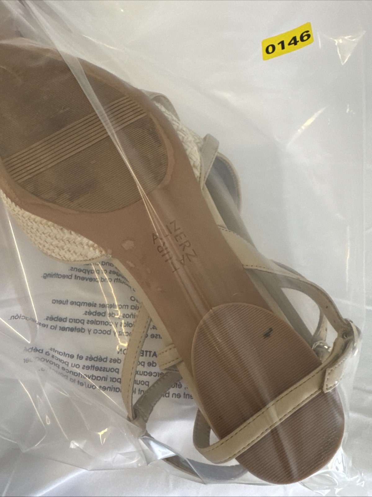 Naturalizer Hawaii 2 Opal Tan Straw Slingback Pointed Toe Flats Size 10W EUR 41