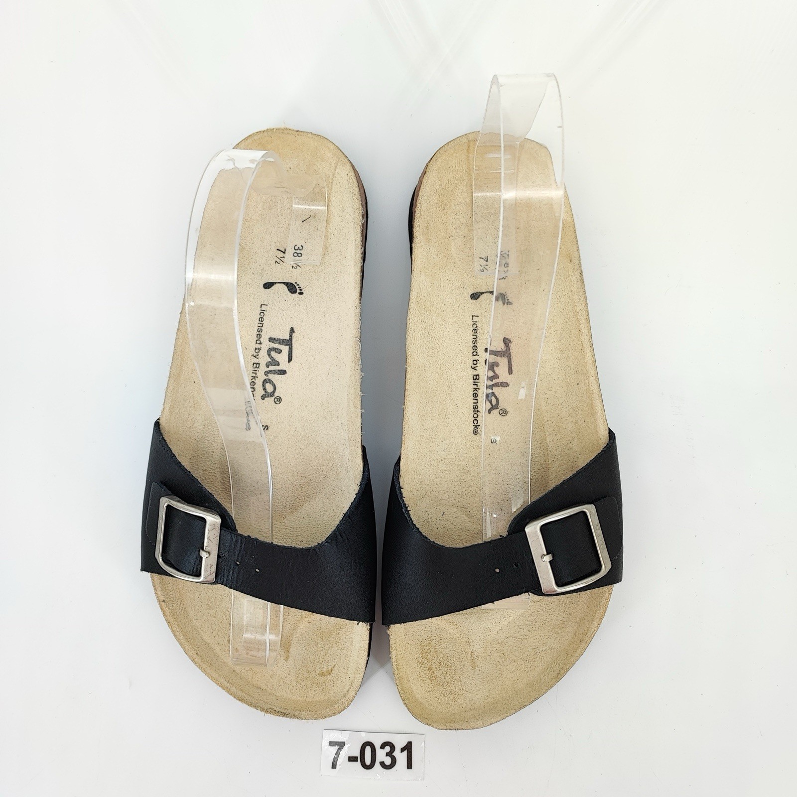 Tula by Birkenstock Madrid Women’s Size 7.5 Sandals Leather Black Comfort Slide