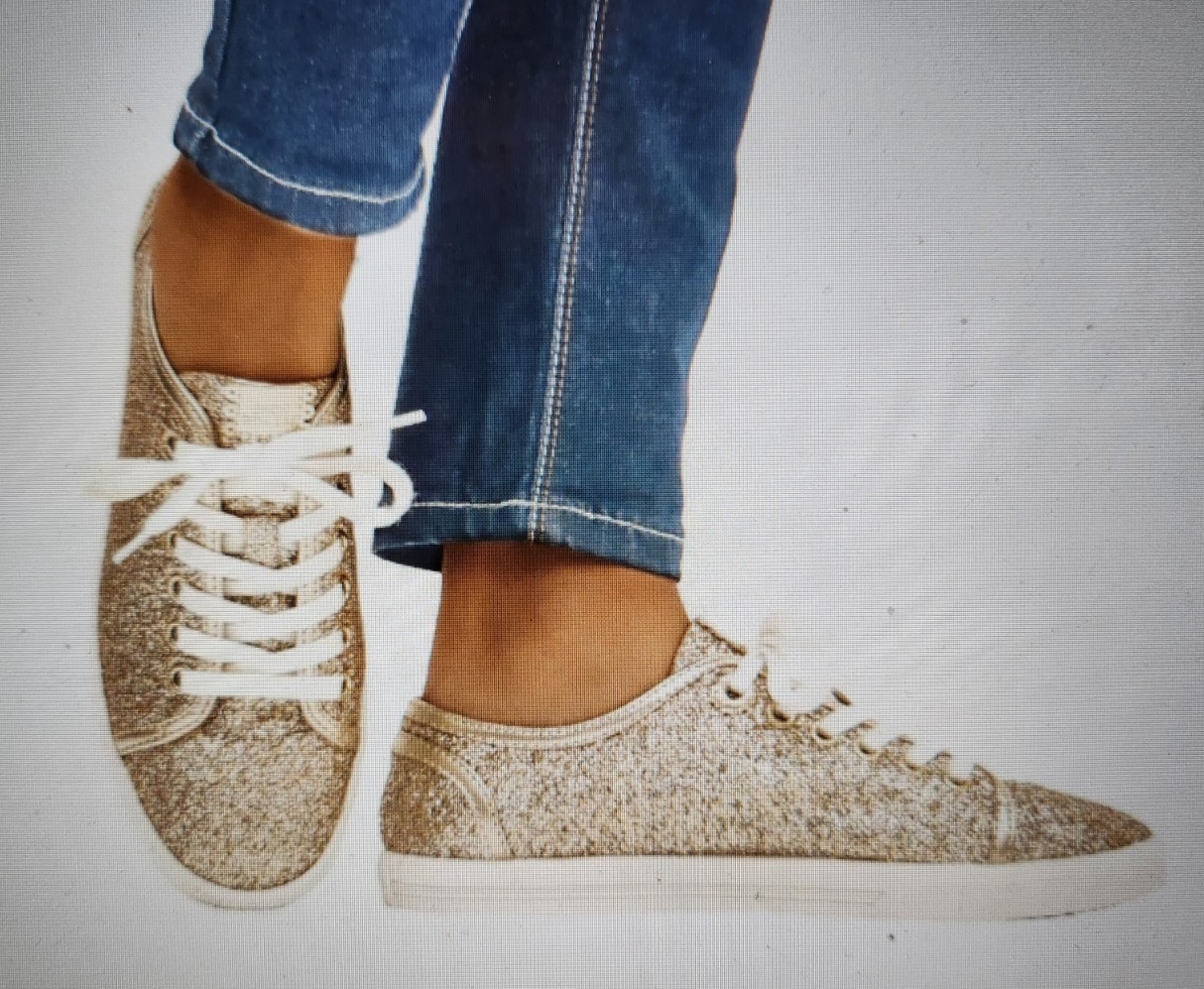 JACK ROGERS SNEAKERS «LIA» Gold Glitter Canvas, Women’s 9.5 NEW