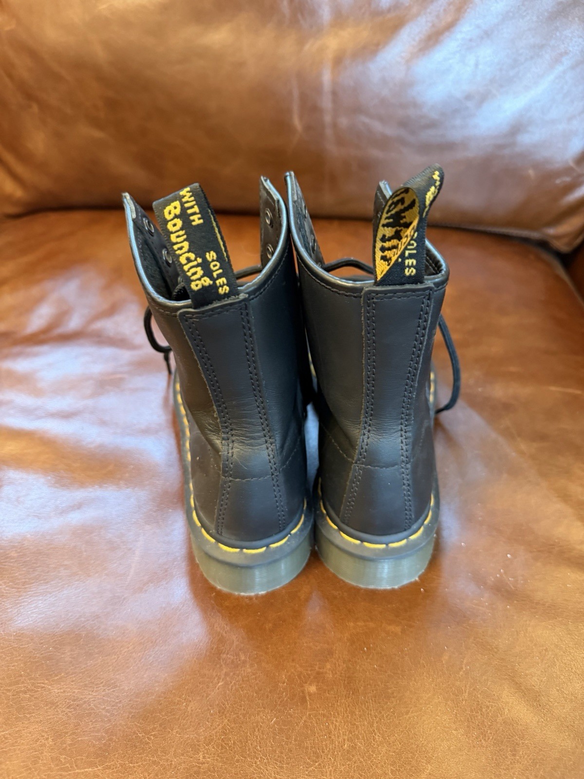 Dr. Martens 1460W Black Leather Combat Ankle Boots Lace-Up Womens US 6 EU 37