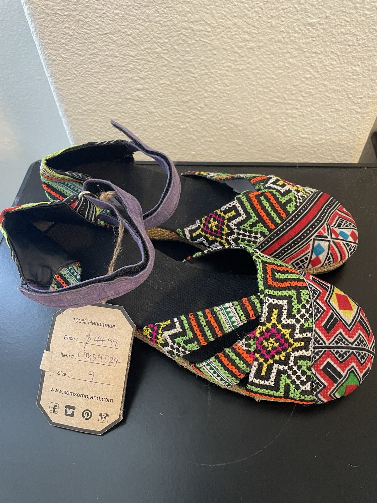 SomSom Brand – Wedge Shoes – Handmade In Thailand – NEW. Size 9