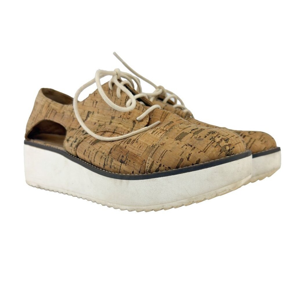 SCHUTZ Oxford Flatform Cut Out Cork Lightweight Contemporary Summer sz 41