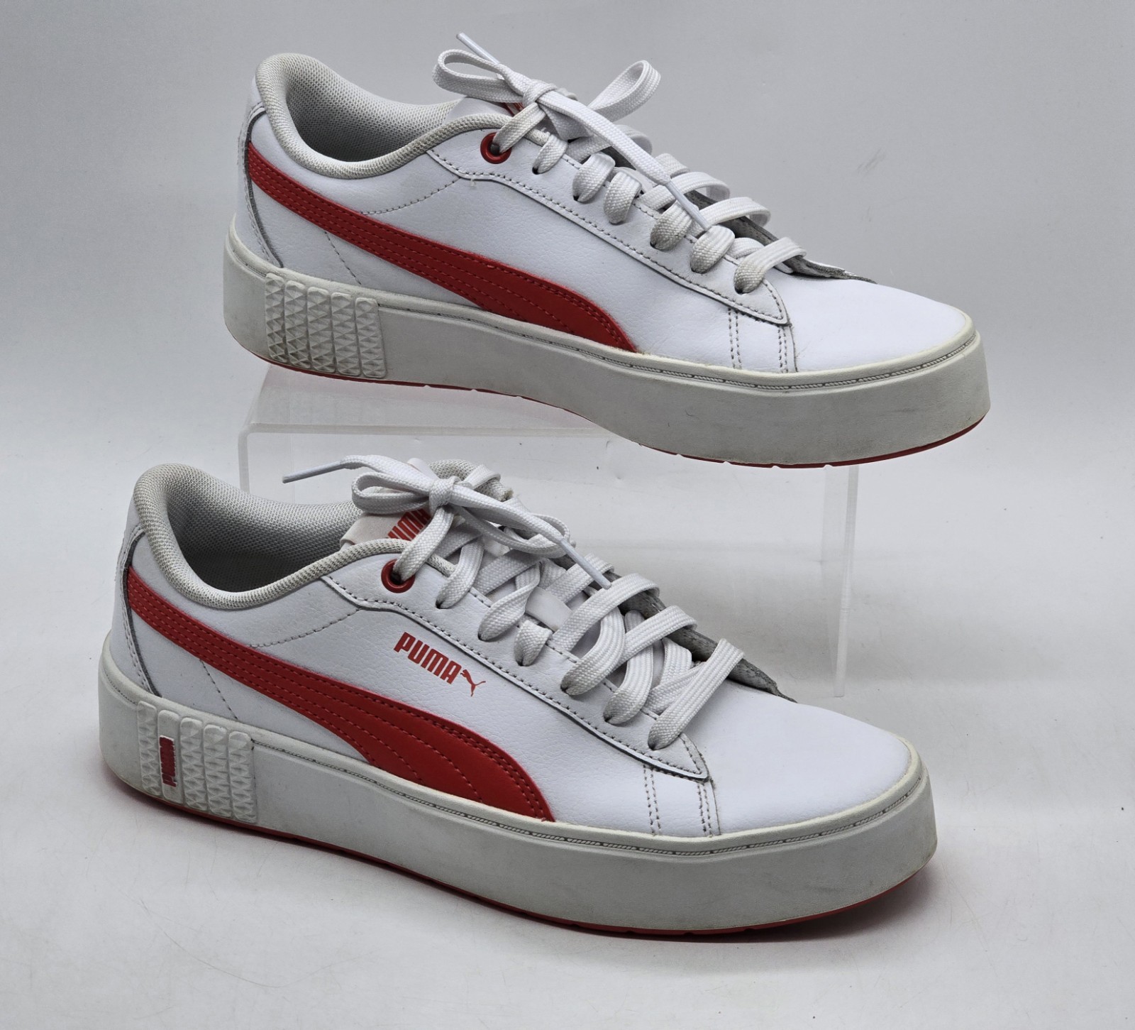 Womens Sneakers Puma Smash Platform V2 Casual Size 9 White Red Style 373035-06