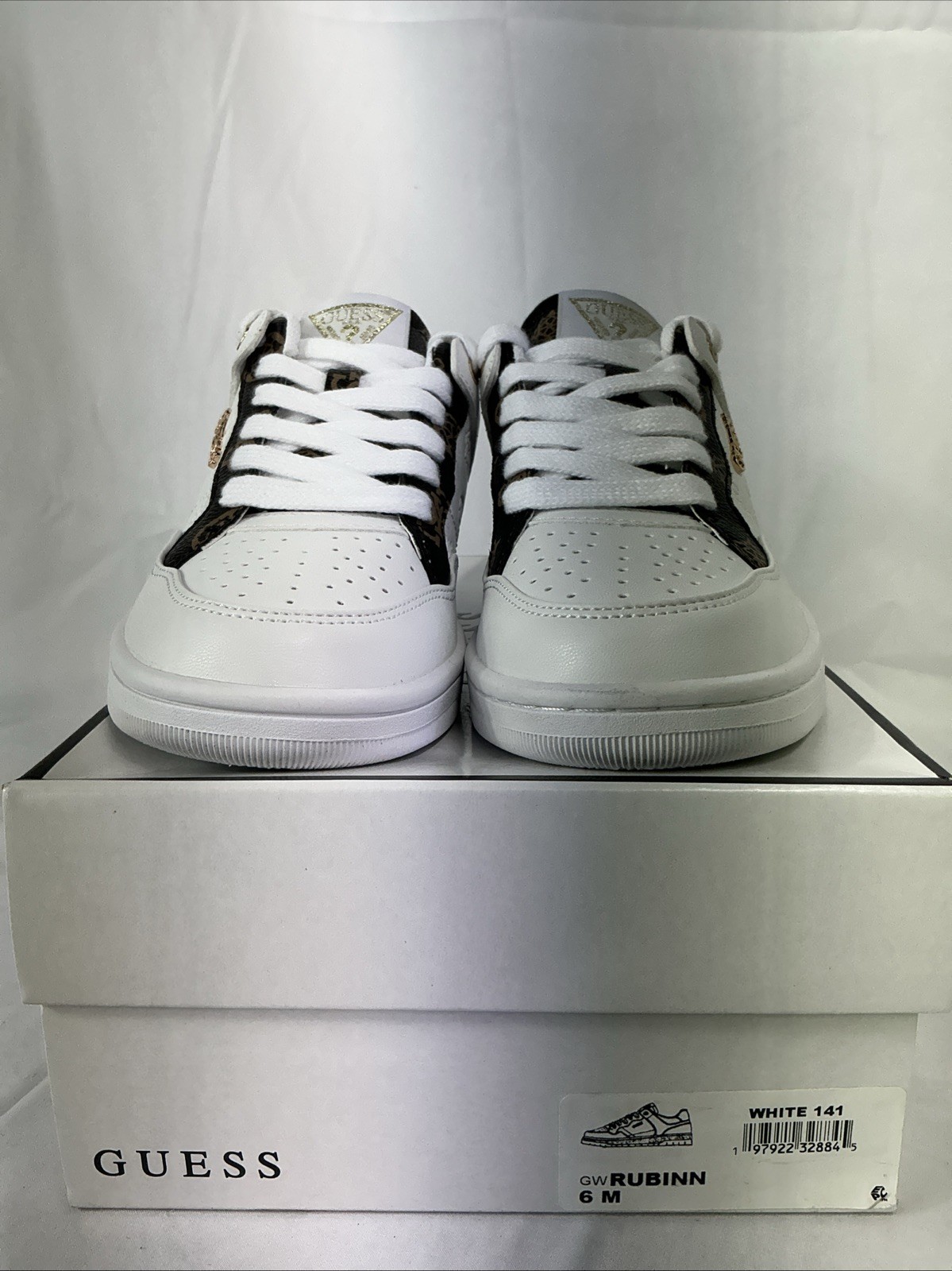Guess Rubinn Sneakers White, Brown & Gold Women’s 6M Brand New In Box