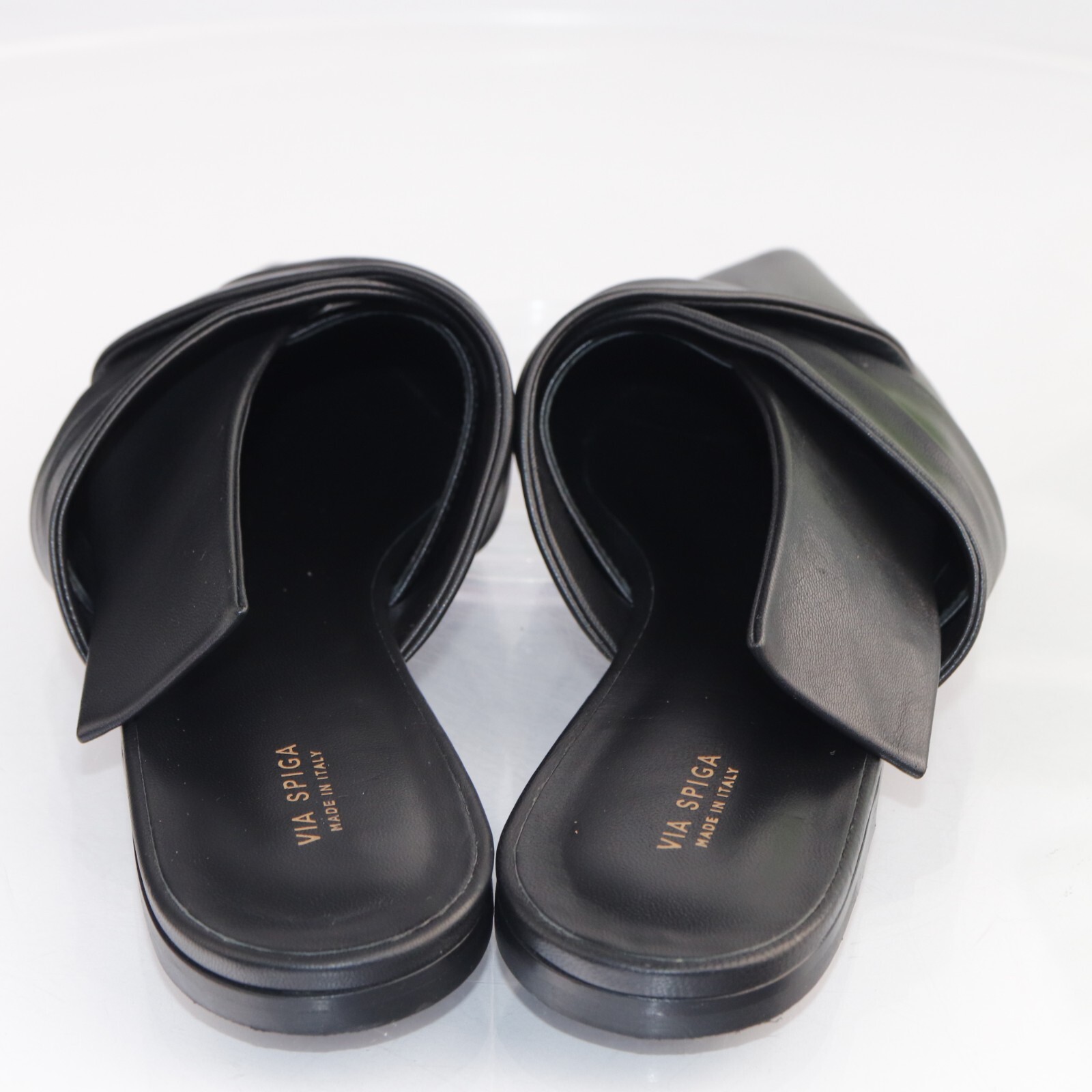 Via Spiga Womens Birgit Mules Size 8.5 M Black Leather Pointed Shoes Flats Italy