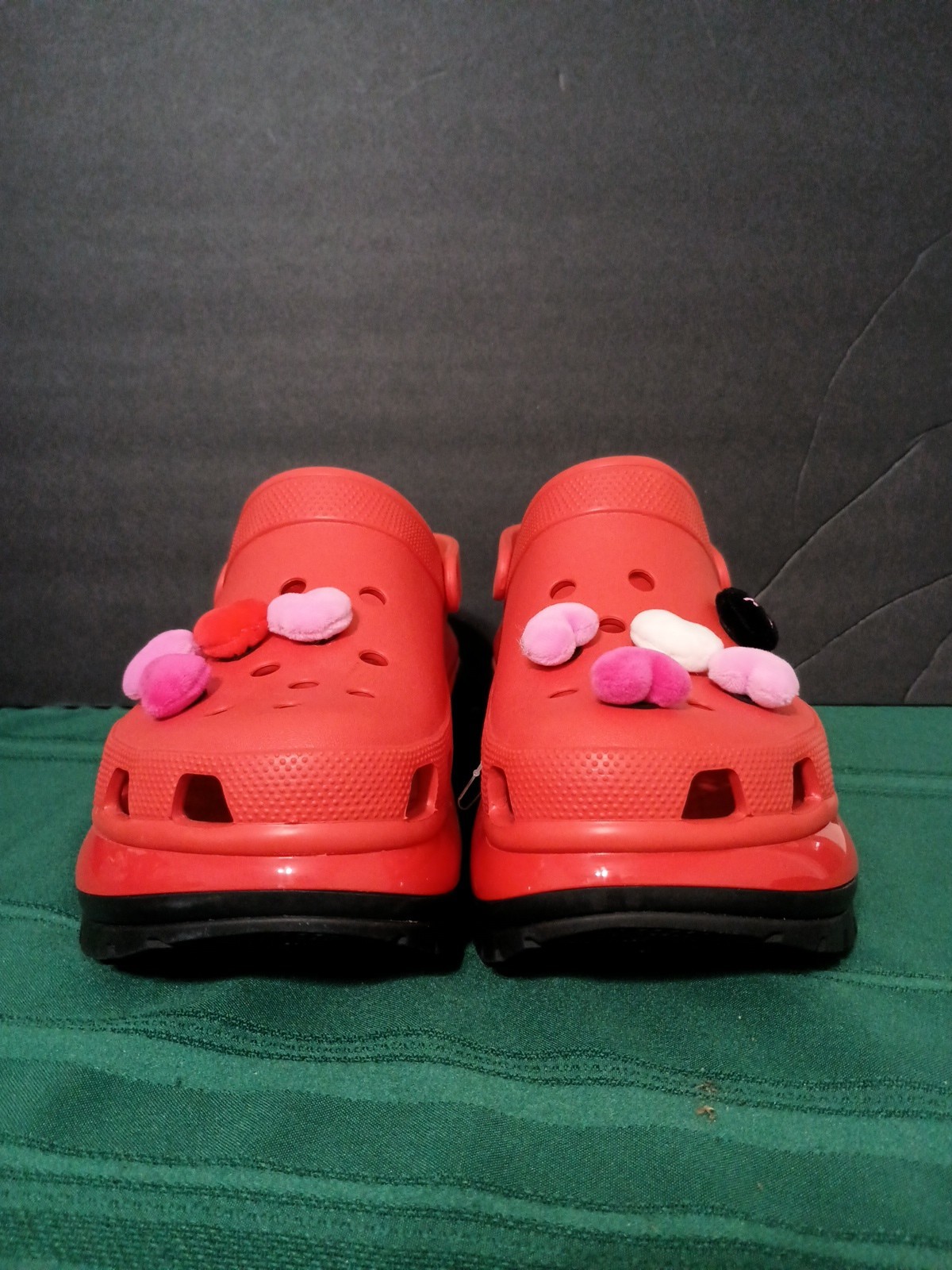 Limited Edition Karol G Red Flamboyant Crocs Mens 12 Missing Heart NW Drag Queen