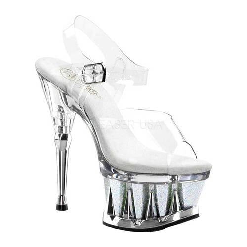 Silver glitter Pleaser platform stilettos 6 inch. Size 10 US. SPIKY 601MG/C/SG