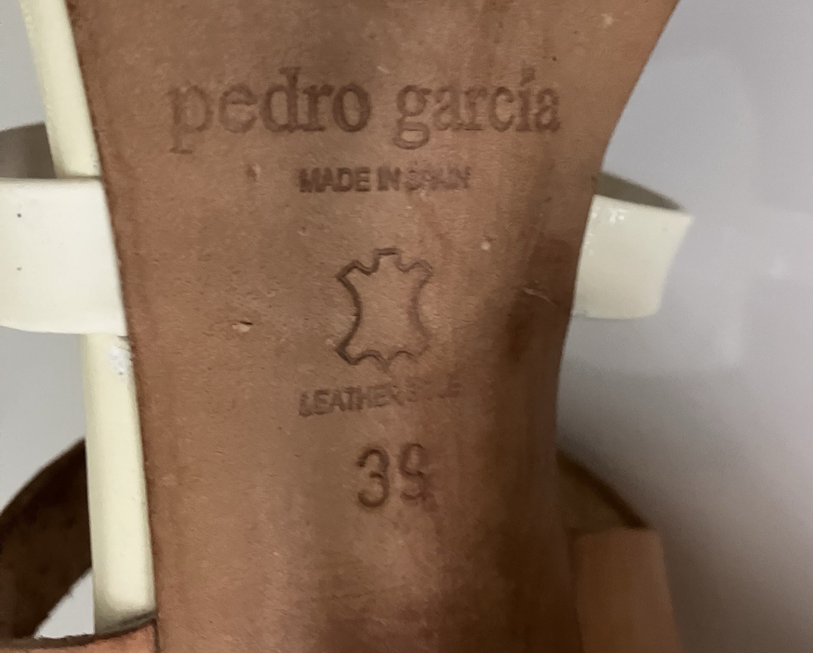 Pedro Garcia /Swarovski Heel Sandals Strap Ankle Leather + Tan Shoe 39
