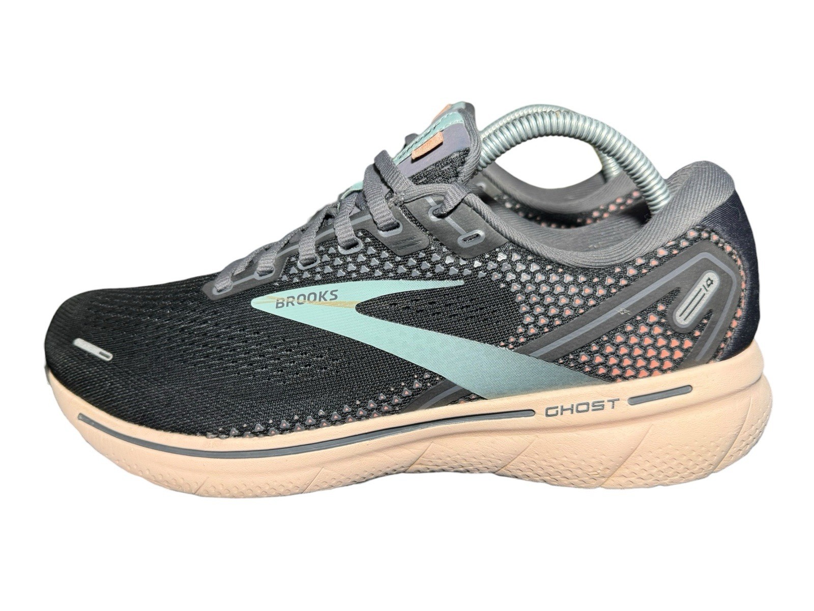 Brooks Ghost 14 Womens Size 10.5 Running Shoes Black Peach Athletic Gym Shoe