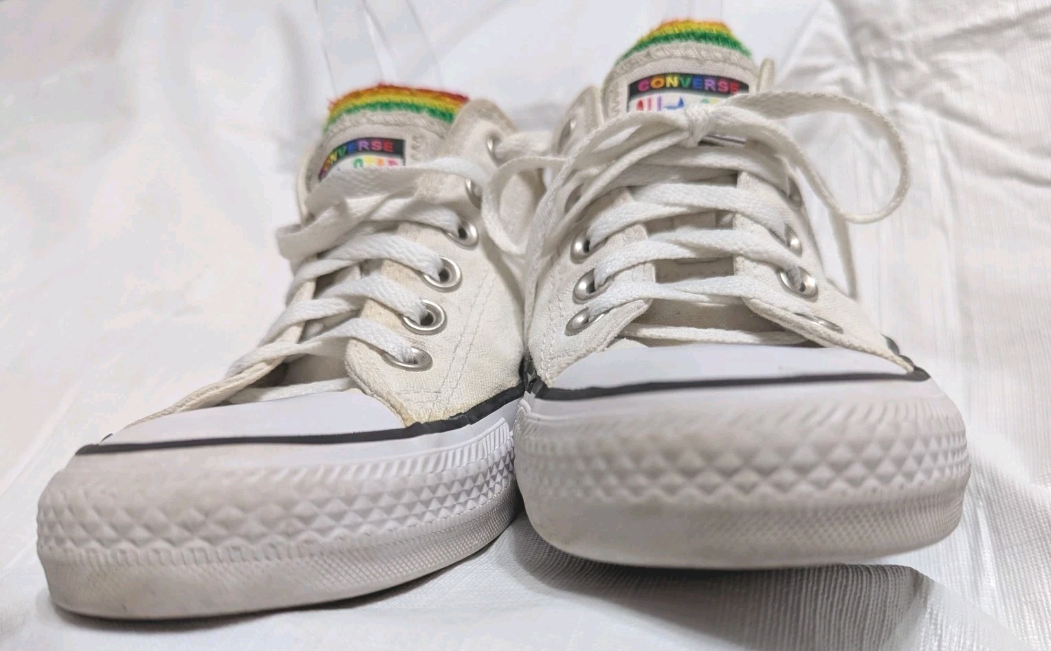 Converse All Stars PRIDE Rainbow Low Top Sneakers TONGUES Unisex Shoes Sz W8 M6