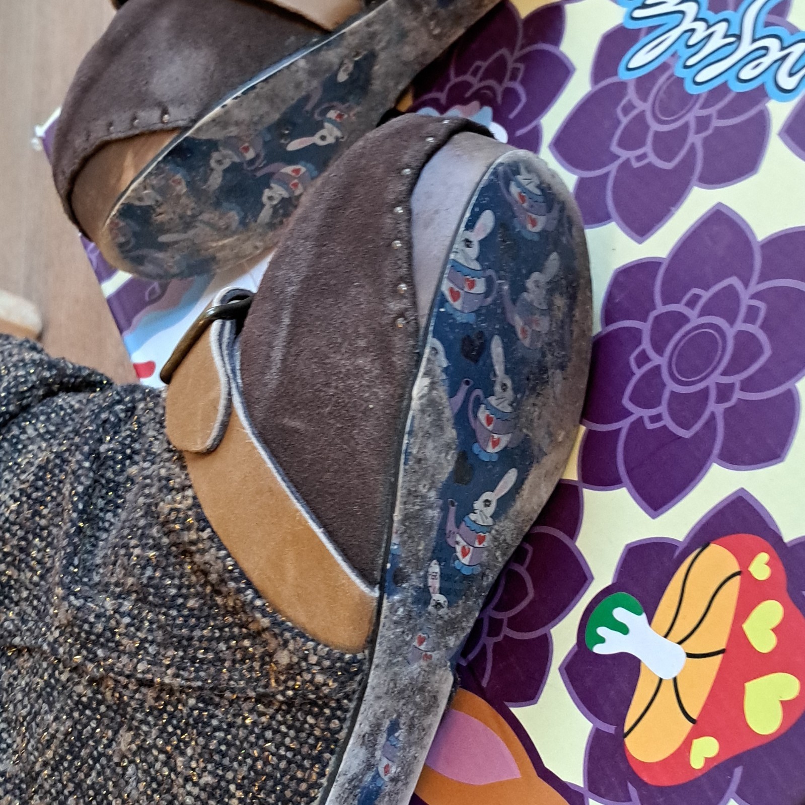 Irregular Choice Longer Lashes Brown Tweed Buckle Mid-Calf Boots US 7 EU40
