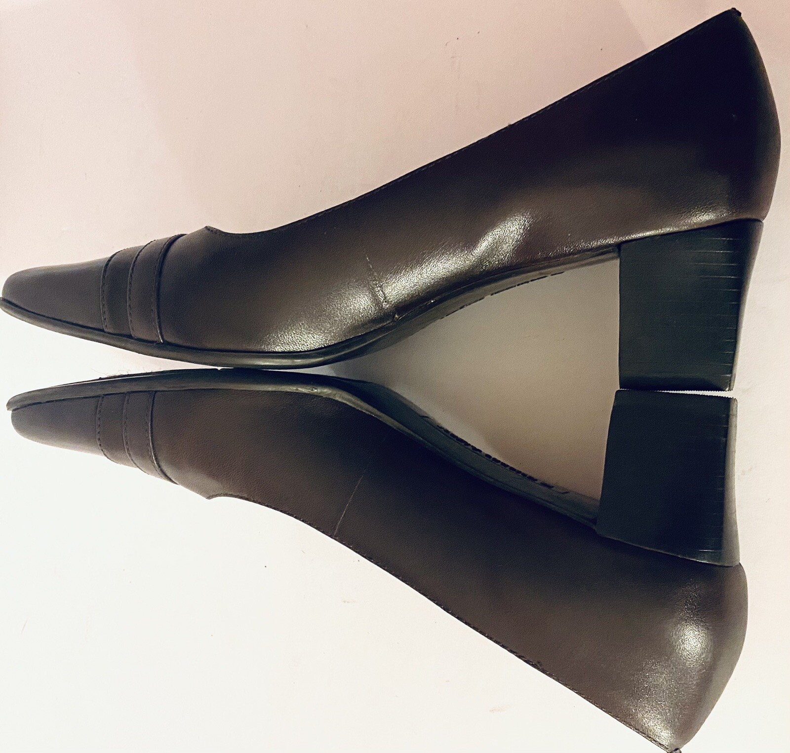 Etienne Aigner 6M Brown Leather Shoes Pumps 2″ Heels E-Mozart *AS IS SEE PICTURE