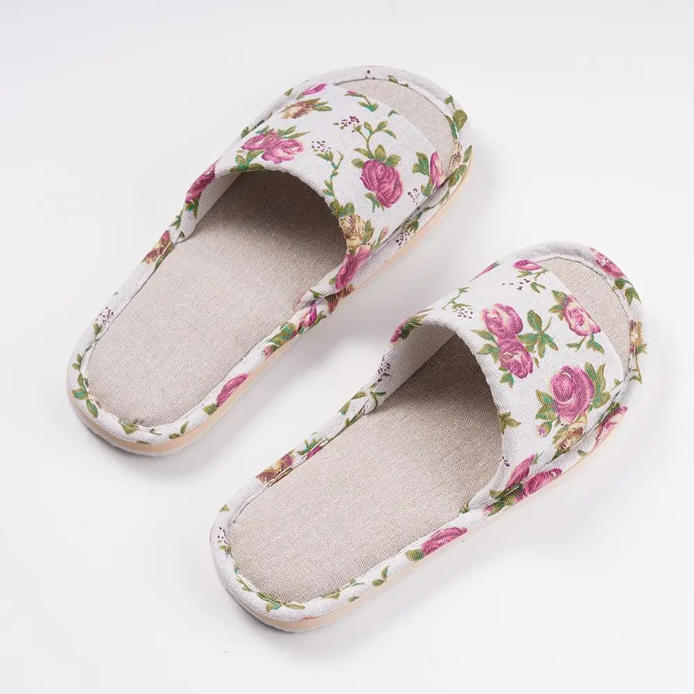 Fashion Floral Slippers Women Casual Comfortable Indoor Home Flat Shoes Anti Sli