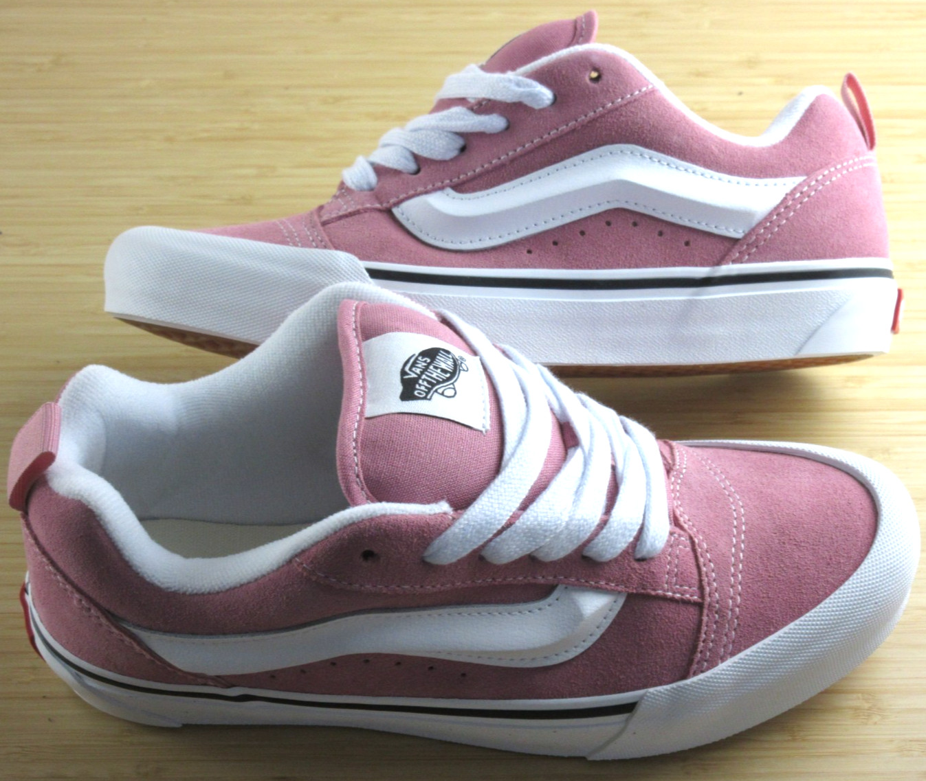 Vans Women’s Knu Skool Color Theory Foxglove Pink White Suede shoes Size 7.5