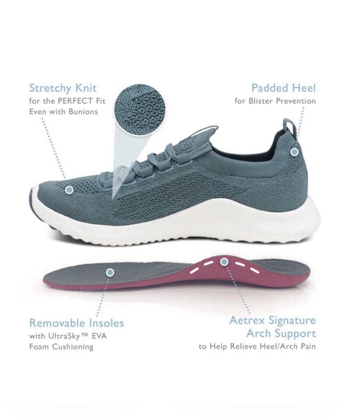 Aetrex Carly Women’s White Sneakers