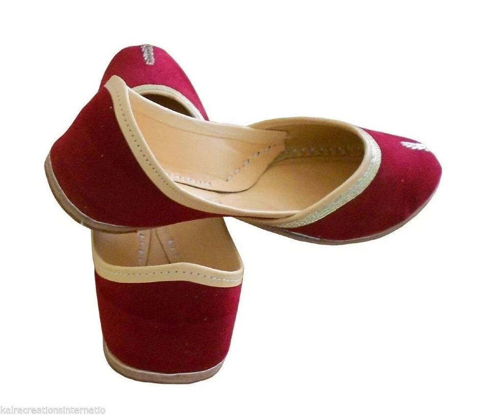 Women Wedding Shoes Leather Handmade Indian Mojaries Ballet Flat Jutties US 6-9